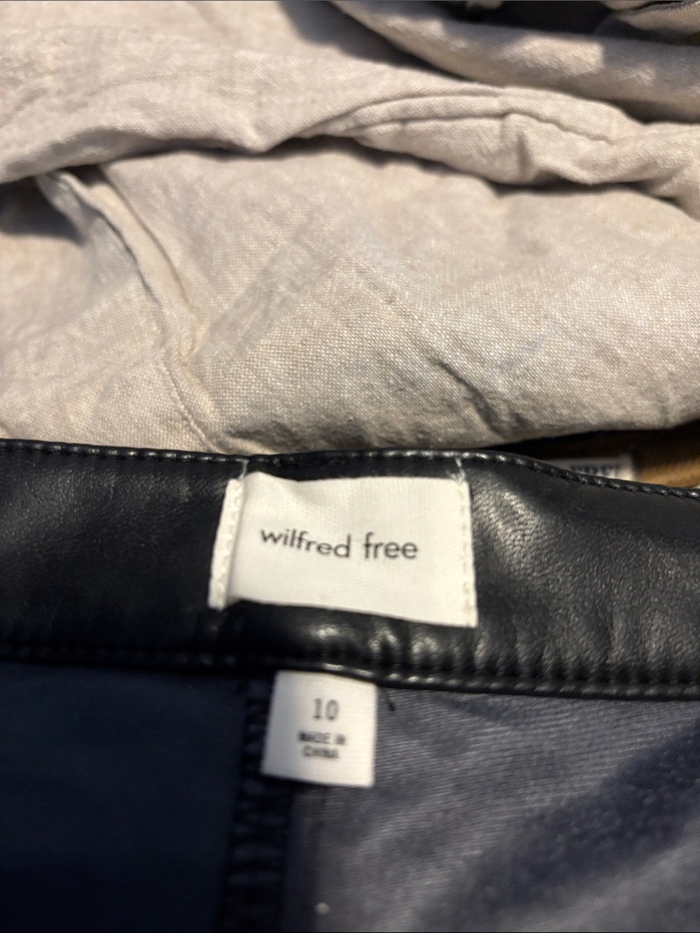 Wilfred Free Navy Faux Leather-Trim Men's Pants